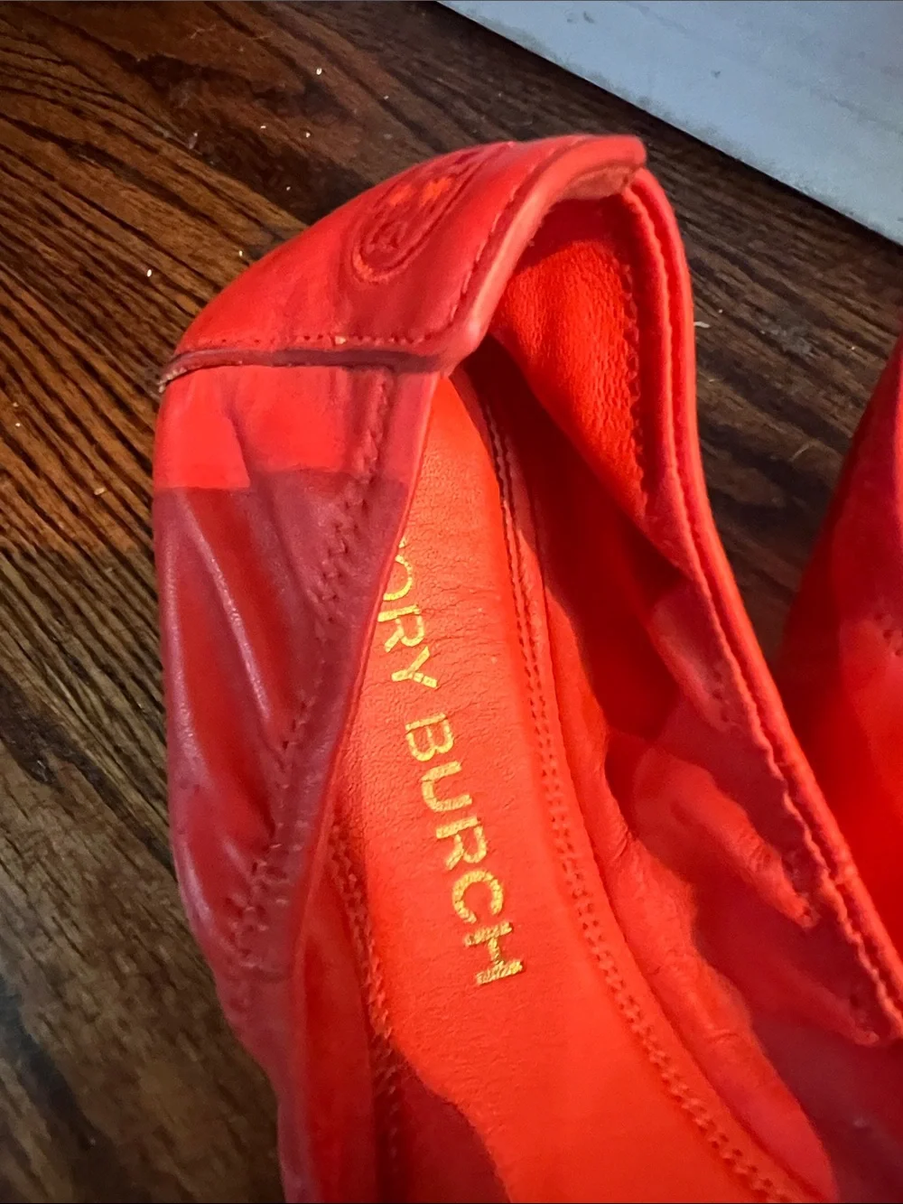 Tory Burch Bright Leather Logo Ballet Flats